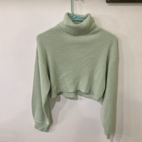 Mint green chunky crop sweater - Picture 3 of 7